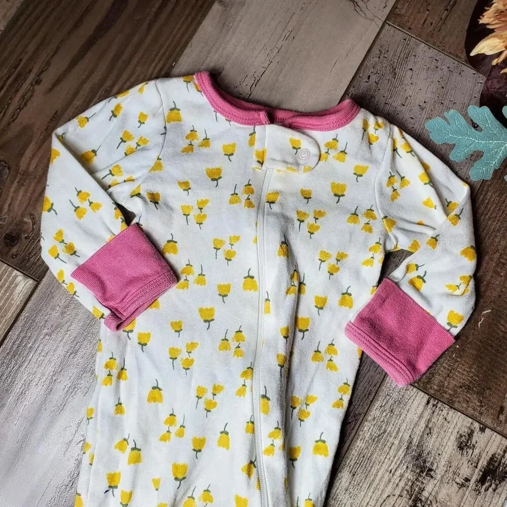 Cloud Island Baby Girls Floral Cotton Bodysuit Sleeper PJs Bundle Size 0-3M